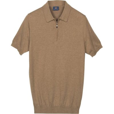 Baileys Polo Zip Collar Jersey Knit Short Sleeve Taupe / male