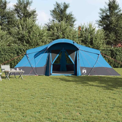 vidaXL - Familietent - 6-persoons - Blauw - en - Grijs - Polyester - en - Fiberglas