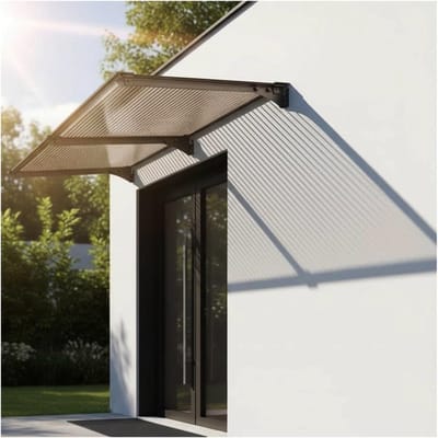Buitendeur Luifel - Voordeur Overkapping - Bescherming tegen Weer - 20 Graden Helling - 80x150cm - Bruin Zwart