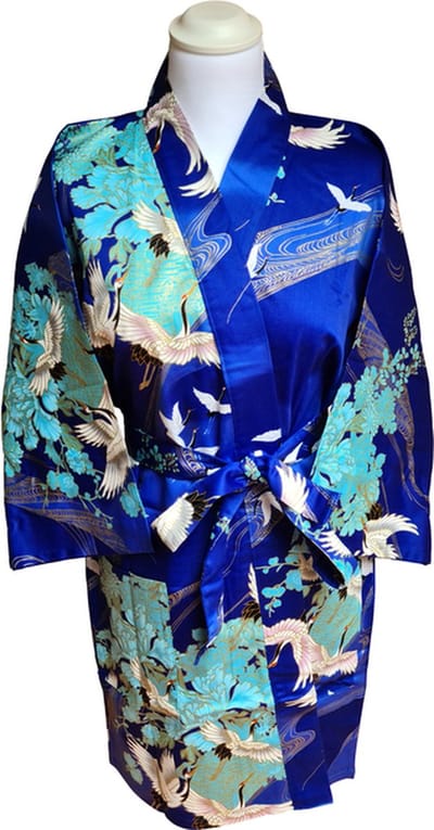 DongDong - Originele Japanse kimono kort - Katoen - Kraanvogel - L