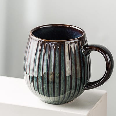 VHV-Mok - Koffiemok - Grote mok - Theemok - Keramiek - Handgemaakte look - Vaatwasserbestendig - Magnetronbestendig - Cadeau idee - Voor kantoor en thuis - Blauw