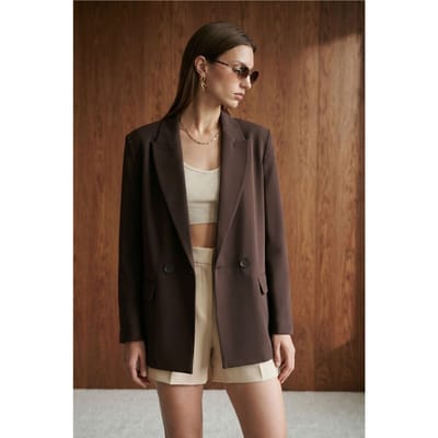 Dames Lange Crêpe Blazer Jas