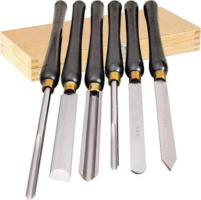 Beitelset Houtbewerking - Draaigereedschap Sets - Hout Bewerken - 6-delig HSS Staal - Met Houten Kist - Niet Van Toepassing