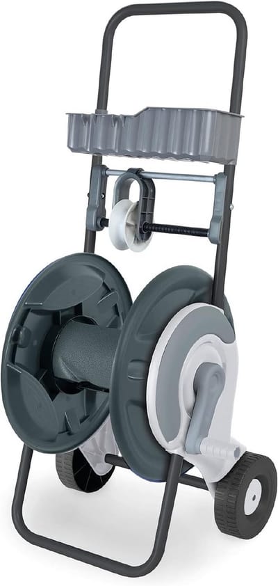 Slangwagen Kunststof - Slangenhouder Trolley - Tuin Water Geven - Inhoogte Verstelbaar - Max 60 Meter - Zwart
