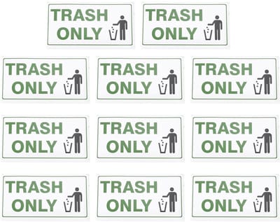 Dailygoods- Prullenbak Sticker 10 Stuks - Waarschuwing Sticker - PVC - Zelfklevend - 13x25,7 mm - Geschikt voor Huizen/Kantoren - Vuilnisbak Sticker