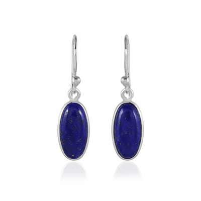 SilverGems Zilveren oorhangers met ovale cabouchon geslepen Lapis Lazuli edelstenen