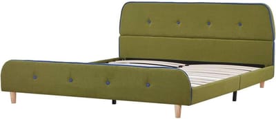 Bedframe met Stof - Ledikant Slaapmeubel - Slaapkamer Inrichten - Stevig Hout en Ijzer - 140x200 cm - Groen