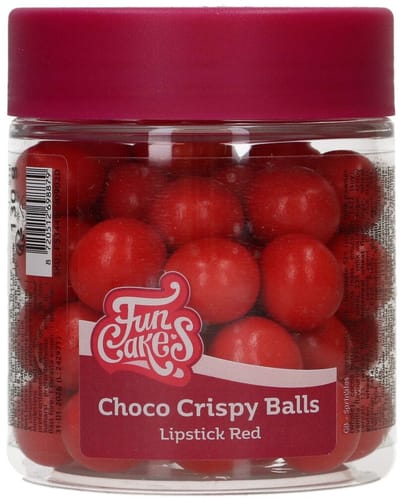 FunCakes Choco Crispy Balls - Parelmoer Rood - 130g - Eetbare Taartdecoratie - Taarttoppers - Chocolade Decoratie