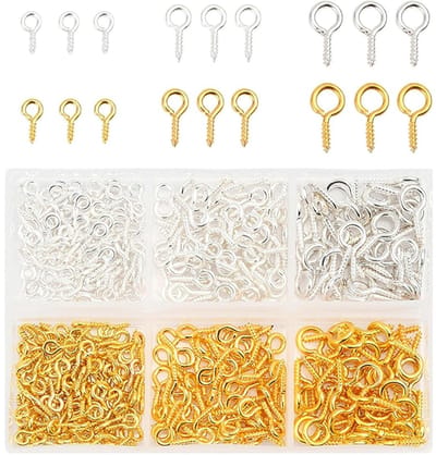 Set van 400 Metalen Ring Schroeven, Oogjes voor Bevestiging, Goud en Zilver Mix in 3 Maten, Ideaal voor DIY Projecten, Tuin en Binnen- en Buitengebruik