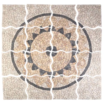 vidaXL - Mosaic - Tiles - Zonnebloem - Patroon - Meerkleurig - 120 - x - 120 - cm - Marmer
