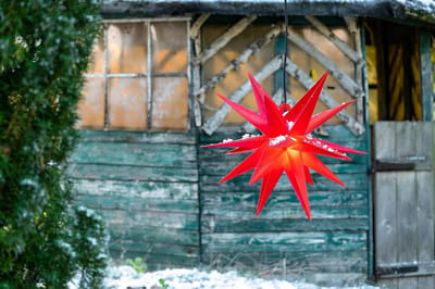 Kerstster verlichte opvouwbare ster 55cm decoratieve ster ROOD hoogwaardige kunststof ster voor gloeilamp met timerfunctie 3D-ster 18-puntige verlichte ster kerstverlichting winterverlichting 3D-ster