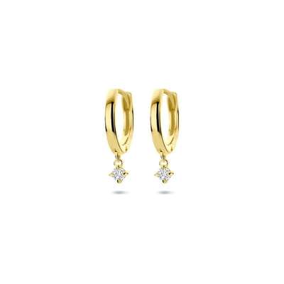 14K geelgouden klapoorringen lab grown diamant 0.07ct (2x 0.035ct) h si 14,5 mm - 4034511