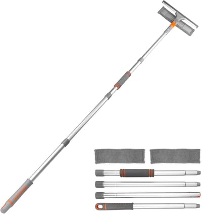 2-in-1 Raamwisser met Telescoopsteel voor Streeploos Schoon Vensters