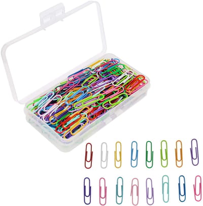 Paperclips Met Plastic Doos Plastic Gecoat Metalen Papier Klemmen Voor Kantoorbenodigdheden 33Mm 16 Kleuren