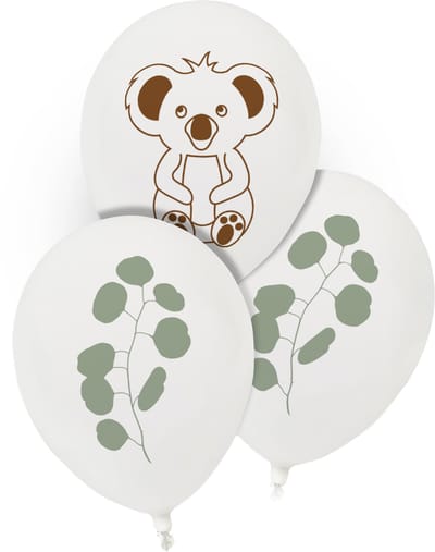 HOBI - 8 latex ballonnen koala en eucalyptus 25 cm