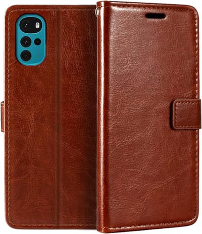 Portemonnee Book Case Hoesje Geschikt voor: Motorola Moto G22 -  bruin
