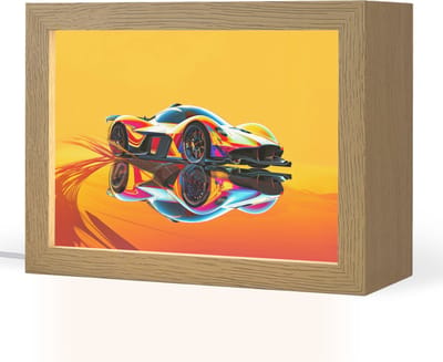 Nachtlampje 20x15 cm - Kinder lampje - Auto - Race - F1 - Jongens - Geel - Rood - Tafellamp kinderkamer - Slaapkamer lamp - Bedlamp kinderen - Kinderlampje stopcontact - Wandlamp babykamer - Nachtlampjes