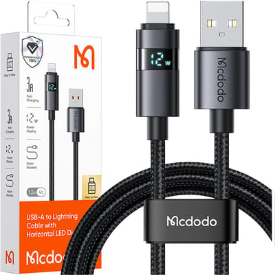 Data- en Oplaadkabel USB-A - Lightning McDodo CA-6490 Display, 18W, 1.2m, Zwart