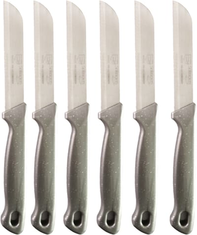 Solingen Kartelmes - Groente- en Tomatenmes met Kartel - RVS - 18,5 cm met "Blade Cover" - Ergonomisch Handvat - Grijs - 6 stuks