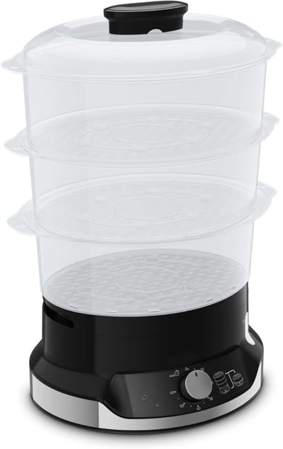 QUOVO® Stoomkoker - Stoomkokers - Stoompan - Wit- 27cm x 31cm x 28cm