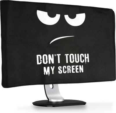 kwmobile beschermhoes monitor geschikt voor 24-26" Monitor - Computerscherm cover - Computer accessoires - PC scherm hoes in wit / zwart - Don't Touch My Screen design