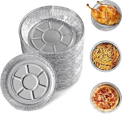 50 Stuks Aluminium Folie Pannen Set, Ideaal voor Bakken, Grillen en Koken, Inclusief Ronde Dishes en Bakplaten