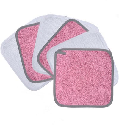 SnelShoppen - Premium Microfiber Fleece Doekjes voor Makeup Verwijderen en Gezichtsreiniging - Hypoallergeen en Vrij van Chemicaliën - Set van 6 - Roz