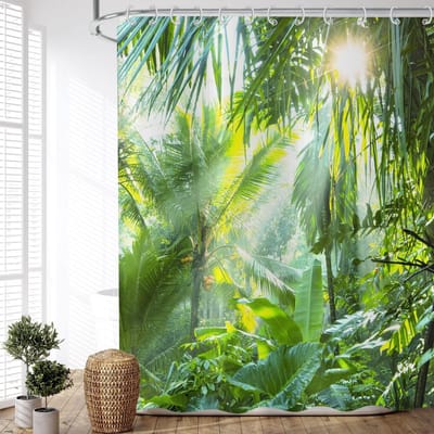 Dailygoods- Douchegordijn 180x200 cm - Waterdicht - Wasbaar - Antischimmel - Natuurlijke Bosprint - Uniek Design - Badkamerdecoratie