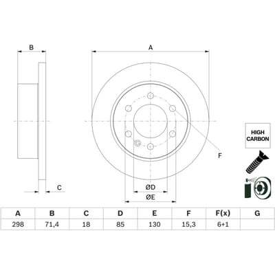 Remschijf BOSCH 0 986 479 H06, 1 stuk