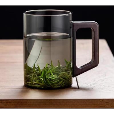 Tasse en Verre Résistant aux Hautes Températures pour Bureau Hospitalité Chinoise Tasse à Thé pour Infusion de Thé Vert en Verre Borosilicate Transparent Tasse pour Boire de l'Eau 500ml