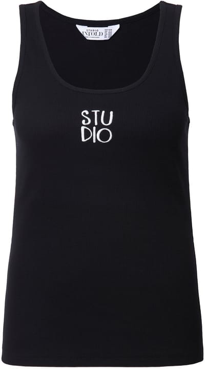 Studio Untold - Dames - Ribtop slim basic shape borduursel - Zwart - Maat 58+