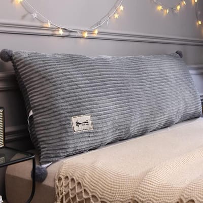 Antislip kussen - Rugsteun hoofdeinde - Comfortabel lezen - Afneembare hoes - 120x45cm - Grijs