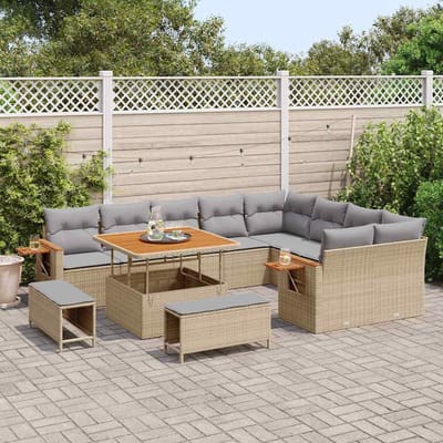 vidaXL - Tuinbank - Set - 13 - st - 11-Aantal - zitplaatsen - Beige - en - Lichtgrijs