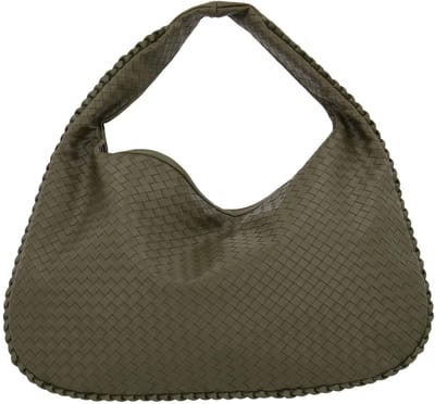 Zusss Grote Gevlochten Tas 100% PU Leer Light Mossgreen