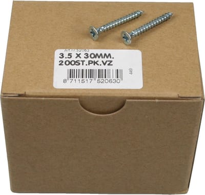Benson Verzinkte spaanplaatschroeven - plat verzonken kop - Pozidrive PZ2 - 3.5 x 30 mm - 200 stuks