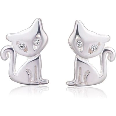 925 Sterling Zilveren Kat Oorknopjes Voor Vrouwen Meisjes Vrouwelijk Bruiloft Mode Sieraden A188 white