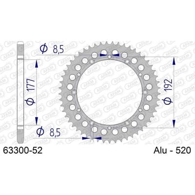 Aluminium tandwiel achter Afam 520 52 dents