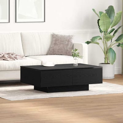 vidaXL - Salontafel - Zwart - Eiken - 90 - x - 60 - x - 31 - cm - Bewerkt - hout
