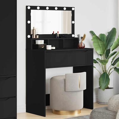 vidaXL - Slaapkamer - kaptafels - Zwart - 80 - x - 39,5 - x - 135 - cm - Bewerkt - hout