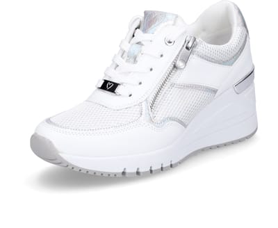 Marco Tozzi Dames Sneaker - 23743-197 Wit/Zilver - Maat 40