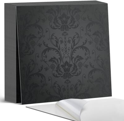 Coloray Plaktegels - Elegant plantenpatroon Zelfklevende Tegels - 20 cm x 20 cm - Zwart Plaktegels - 20 stuks - Vierkant PVC Tegels - Plaktegels Badkamer - Plaktegels Vloer - Vinyl Tegels Zelfklevend - Wandtegel Zelfklevend