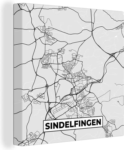 Canvas Schilderij Sindelfingen - Kaart - Stadskaart - Duitsland - Plattegrond - 20x20 cm - Wanddecoratie