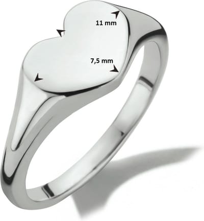 Gerhodineerd Zilver Graveerring Hart 1335050