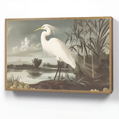 Wandlamp 90x60 cm - Oplaadbaar - Reiger - Planten - Wolken - Wit - Wandlampen binnen woonkamer - Slaapkamer lamp - Decoratieve nachtlamp - Vloerlamp draadloos