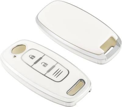 Autosleutel Hoesje geschikt voor Nissan - Sleutelcover - TPU Cover Sleutelhoes - Accessoires - wit