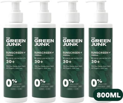 The Green Junk Minerale Zonnebrand 200ML (4-pack) - Natuurlijke Zonnebrand - Zonnebrandcreme - Zonder Synthethisch Parfum - Geschikt voor de Gevoelige Huid - Factor 30+