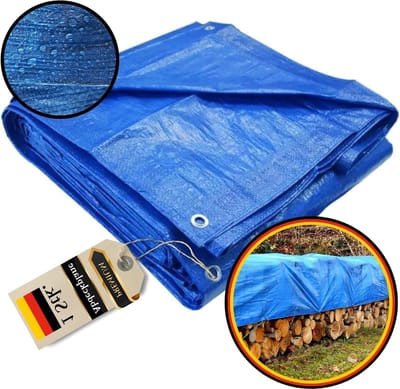 4 x 5 m waterdicht afdekzeil - blauw - 60 g - met oogjes - tuinzeil - tentzeil - weerbestendig