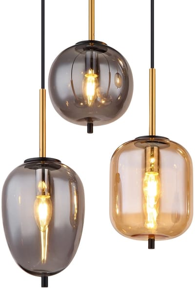 Globo - hanglamp - BLACKY - zwart - glas - grote eettafellamp - E14 - 15345-6A