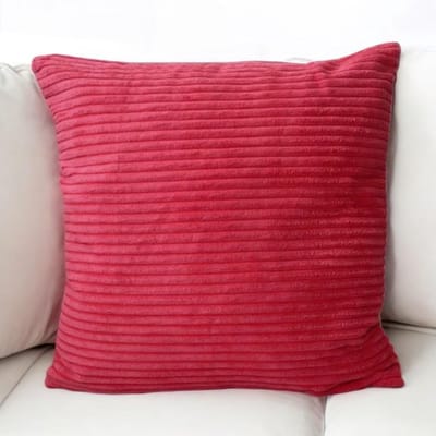 Famanu - Corduroy kussenhoezen 45x45 cm roze set 2, gestreept ribfluweel met onzichtbare rits, decoratief voor sofa