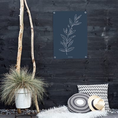 MOODZ design | Tuinposter | Buitenposter | Illustratie natuur 2 | 70 x 100 cm | Blauw
